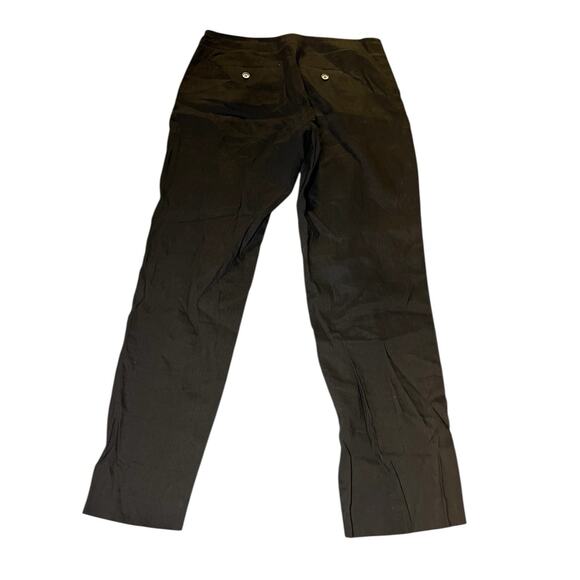 Theory Pants Women 6 Black Heather Linen Blend Teriana Straight Leg Pull On - Picture 2 of 6